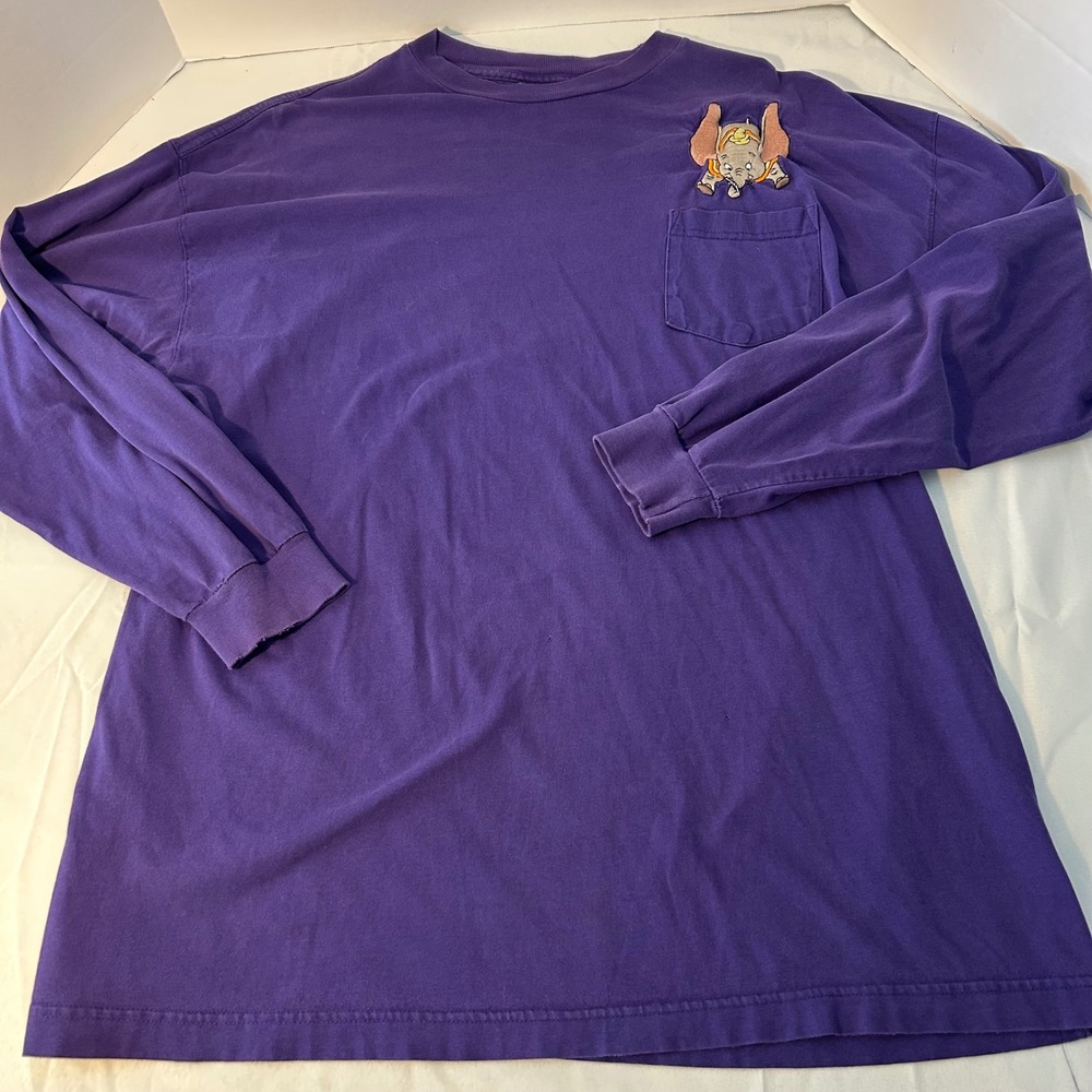 Disney Dumbo Embroidered Purple Long Sleeve T-Shirt Graphic Tee‎ vintage